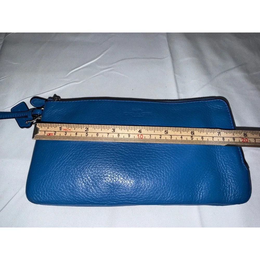 Coach Blue Pebbled Leather Satchel Bag and Matching Wallet Set with Charm